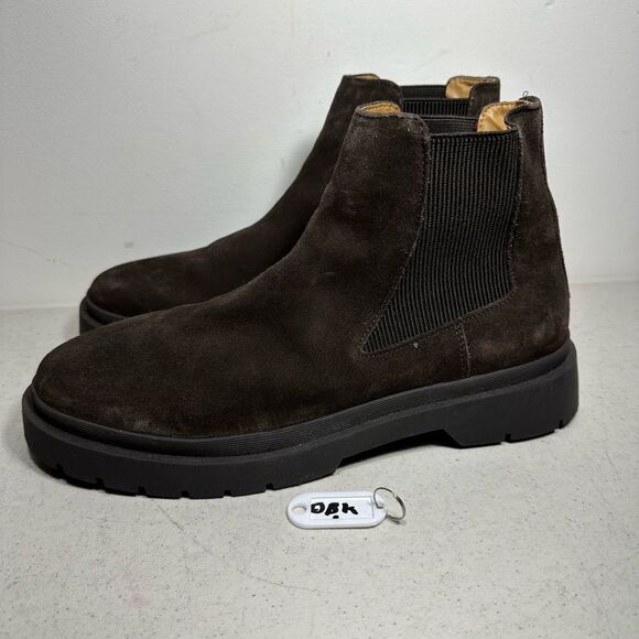 ZARA dark chocolate brown suede ankle pull-on boots men US size 44-10 - Picture 1 of 6